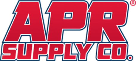 APR Supply Co. bold red, white, and blue logo on black background.