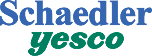 Schaedler Yesco blue and green corporate logo on black background.